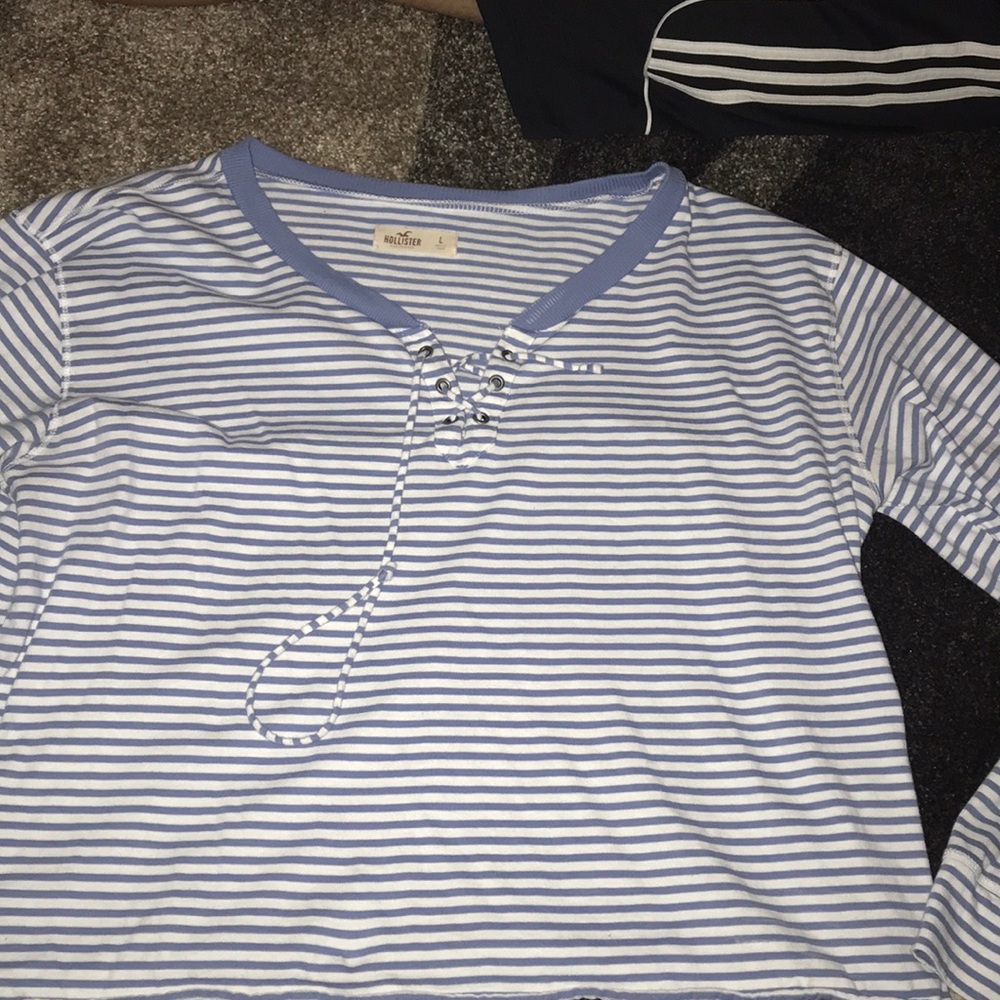 Blue and white strip long sleeve size large